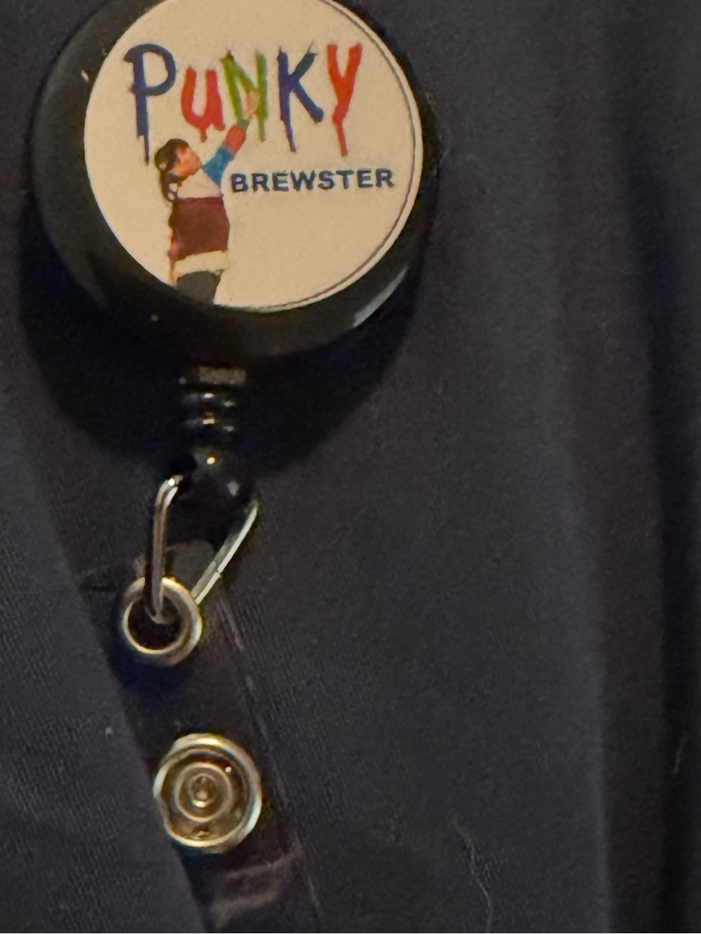 Punky Brewster Black Retractable Badge Reel